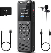 64GB Digital Voice Recorder with Playback,Audio Recording Device for Lectures Me