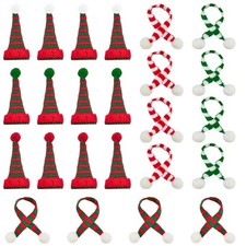24 Pcs Christmas Mini Knit Doll Hats and Scarves Decor