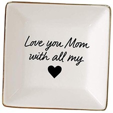Jewelry Dish - Christmas or Birthday Gift - Elegant Trinket Tray Love You Mom
