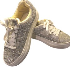 Betsy Johnson Rhinestone Sneakers SZ 6M Wedding Reception July 4 Summer Sparkle