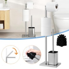 Toilettenpapierhalter Stehend WC Bürste & Klorollenhalter Edelstahl WC Garnitur