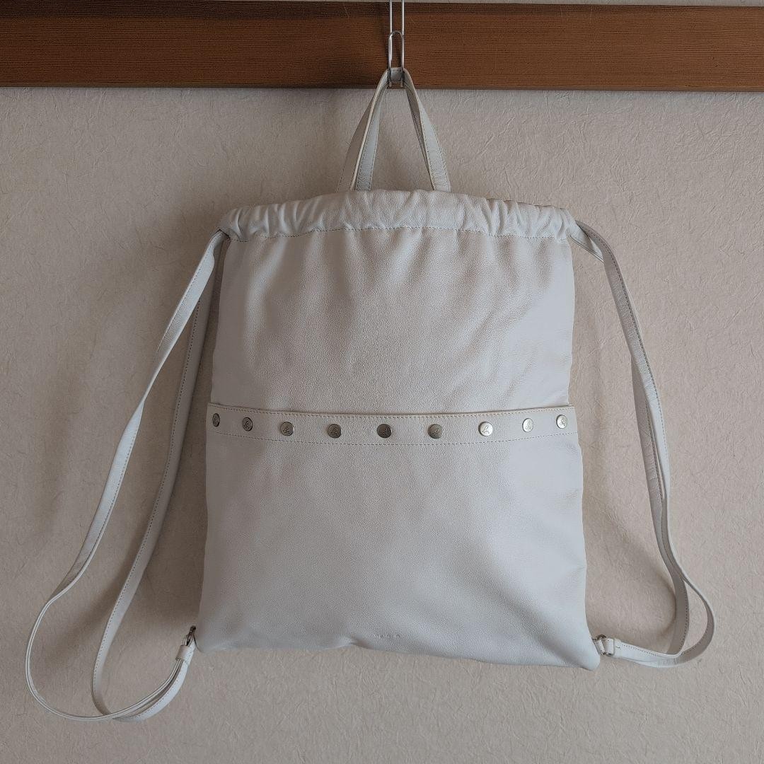 Agnes B White Drawstring Backpack Excellent - image 2