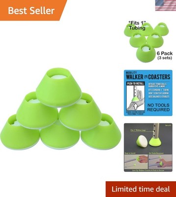 Walker Coasters, Tennis Ball Yellow 6 Pack By - Longer Lasting More Durable T...