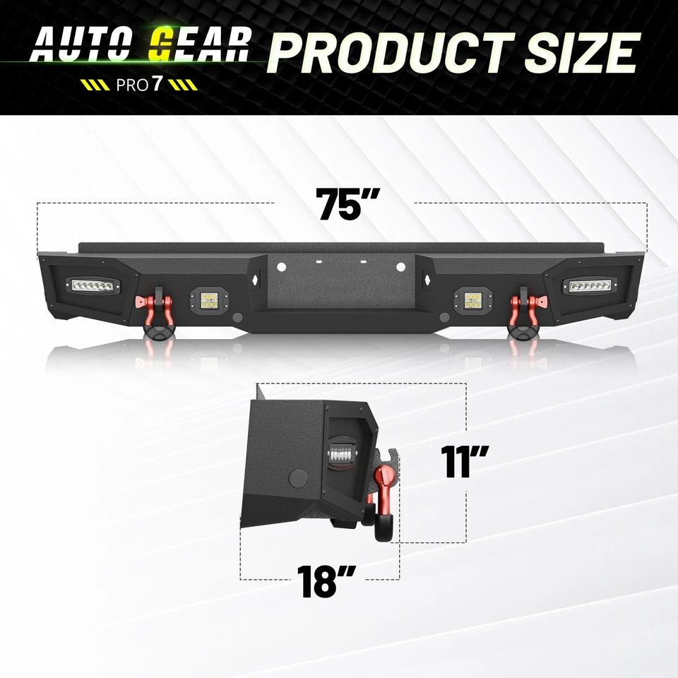 Rear Bumper For 1999-2016 Ford 3rd Gen F250 F350 F450 Super Duty W/ Sensor Holes Foto 3 de 4