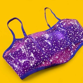 iHeartRaves Holographic Star Crop Top Purple Festival Rave Corset Bustier S EUC