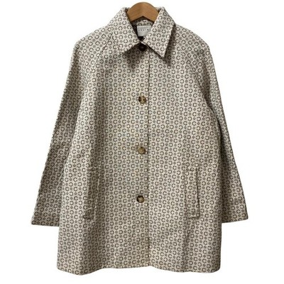 CELINE Macadam Women s Coat Ivory Brown Size 42 Side Pockets Auth