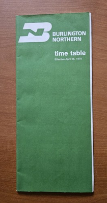 #ad Burlington Northern Time Table April 26 1970 $5.75