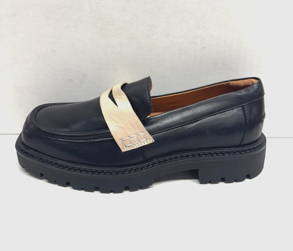 MOCASINES DE PLATAFORMA SIN CORDONES DE CUERO MIZ MOOZ NEGROS 37EU / 7US NUEVOS # X-13 Foto 2 de 3