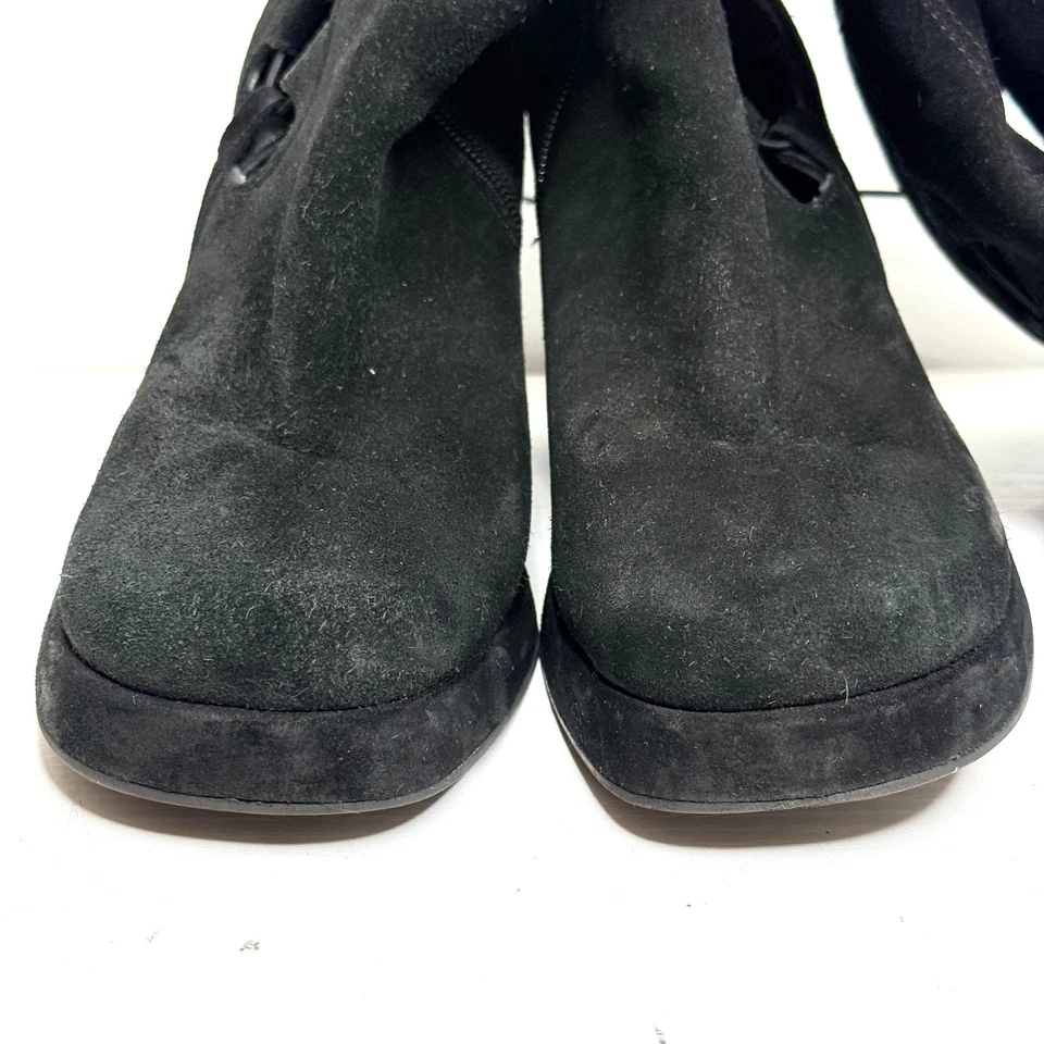 SBICCA Ambrosia Suede Square Toe Side Lace Up Knee High Boots Womens 8 Black - Image 2 of 4