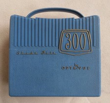 Opta Vue Slide File 300 Vintage Blue Plastic Slide Storage Box Carry Case