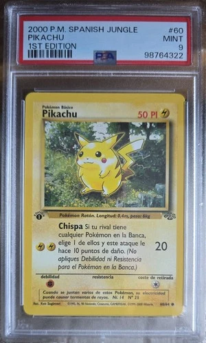 PSA 9  2000 POKEMON SPANISH JUNGLE 1st EDITION  PIKACHU  #60/64  SPANISH  (G27a)