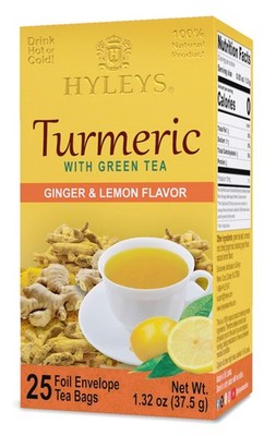 Turmeric Green Tea with Ginger and Lemon, Kosher, 25 Tea Bags