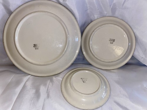 Buffalo China Restaurant Ware 3pc Plate Setting Brown Stripe Speckled - Picture 3 of 14