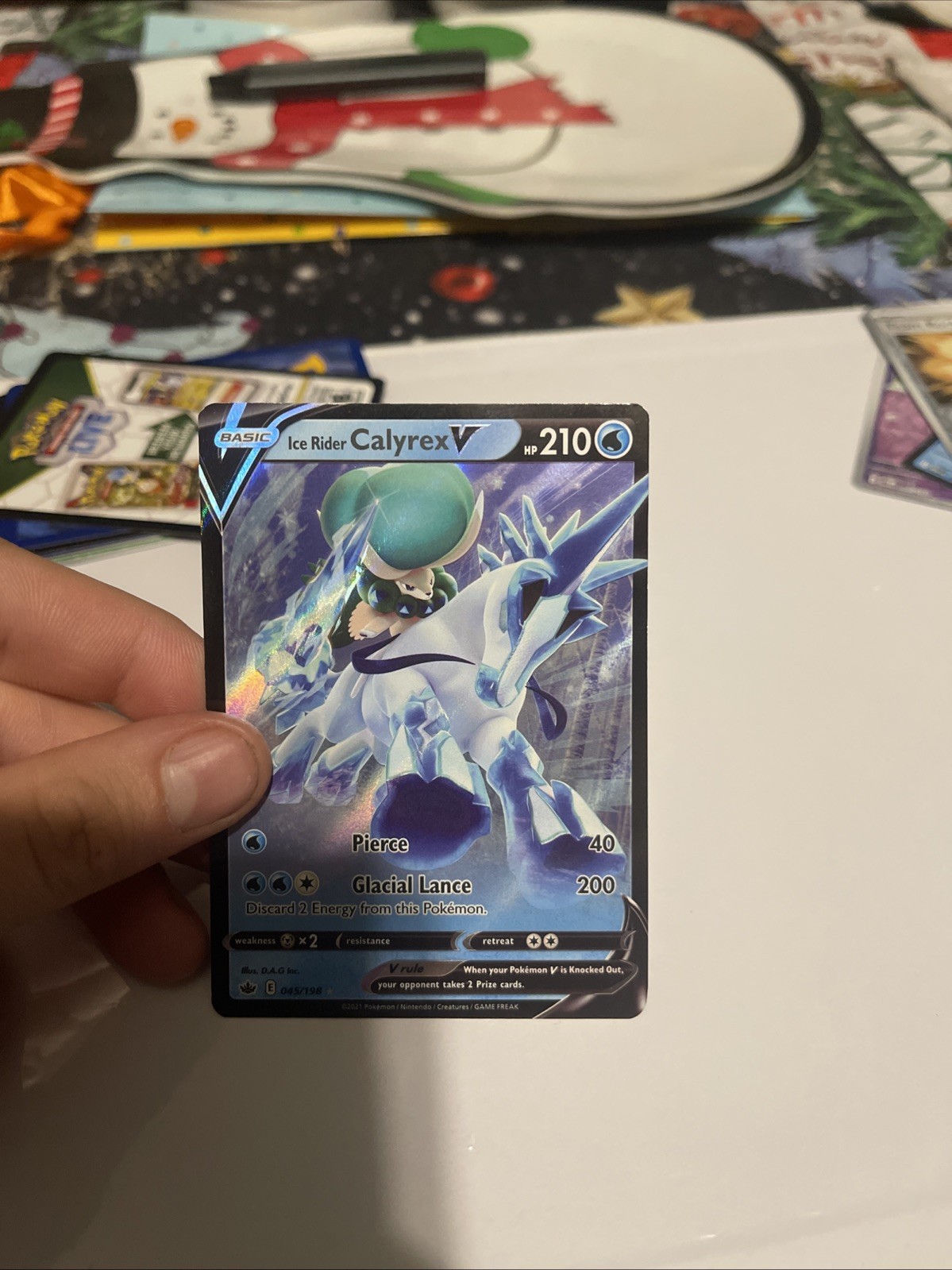 Pokemon Ice Rider Calyrex V 163/198 SWSH Chilling Reign Full Art holo NEAR MINT