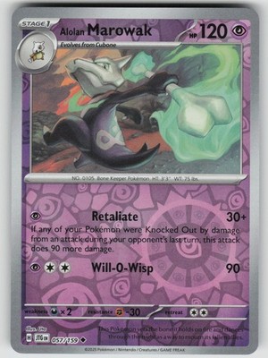 Alolan Marowak 057/159 Uncommon Journey Together Pokemon Reverse Holo Near Mint