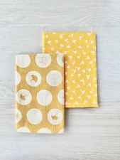 Ginkgo Pattern Tenugui Set of 2 Yellow Used, No Damage