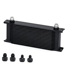 16 Row AN10-10AN Stacked Plate Oil Cooler 6AN 8AN Adapter Universal 16row black