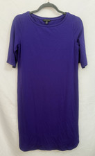 Eileen Fisher Purple Half Sleeve Jersey Knit T-Shirt Dress Womens Size PS Petite