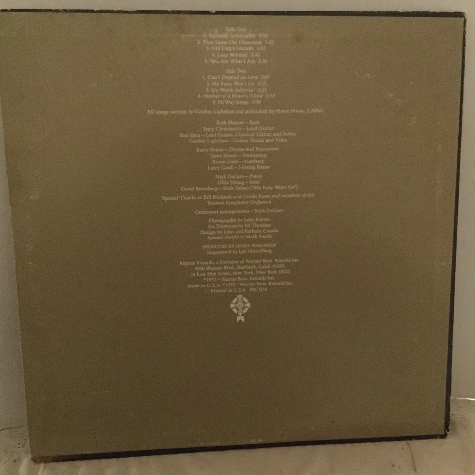 Gordon Lightfoot Lp Old Dan'S Records On Reprise -  (  PROMO ) - Image 2 of 4