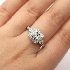 925 Sterling Silver Real White Moissanite Square Engagement Ring