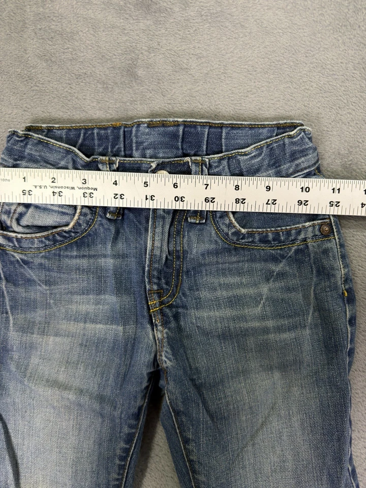 Lucky Brand 牛仔裤女孩 4 蓝色中号水洗破旧牛仔直筒弹力 — 第 3/4 张图片