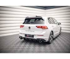 Edelstahl Sportauspuff + Heckdiffusor V.2 für VW Golf 8 R-Line 2020- abgeschrägt