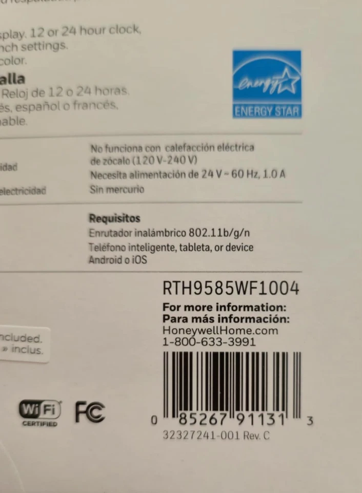 Honeywell RTH9585WF1004/W Programmable Thermostat Smart Color, Gray NEW - Image 2 of 2