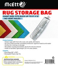 McEtt Rug Storage Bag and Zip Tie - NO Vent 9' x 6' Rectangular , Clear
