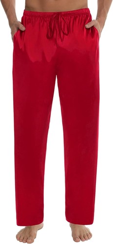 Men's Satin Silk Sleep Pants Soft Lounge Pajama Bottoms with Pockets Adjustable - Picture 14 of 33