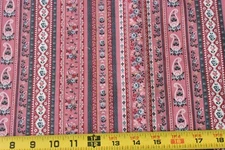 14" Long, Vintage, Pink & Blue Floral Striped Quilt Cotton, Cranston, P9738