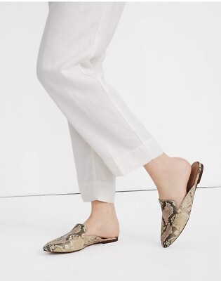 Madewell The Frances Skimmer Mule in Snake Embossed Leather Size