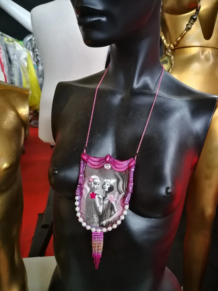 Collar Colgante Edad de Oro Belle Epoque Joyería Art Deco Dije Strass Vintage 4 Foto 4 de 4