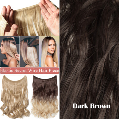 Secret Natural Wire in Hair Extensions Hidden Head Band One Piece Thick as Human