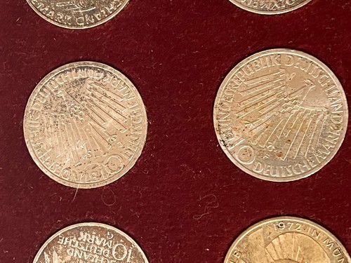 GERMANY 1972 MUNICH OLYMPICS, SET OF 24 SILVER 10 MARK COINS, IN ORIGINAL CASE - Picture 15 of 22
