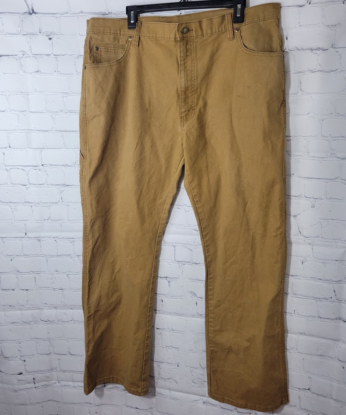 Dickies Men's Carpenter Jeans 7 Pocket Brown Canvas Work Pants Sz 38x32