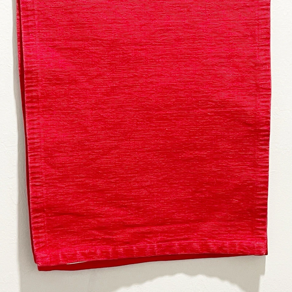 CRATE & BARREL Apple Red Textured 100% Cotton LAMONT Table Runner 115” X 13” - Image 2 of 4