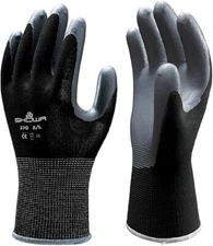 SHOWA Atlas 370 S(6) Black Nitrile Palm Coated Work Glove Nylon Liner Pair