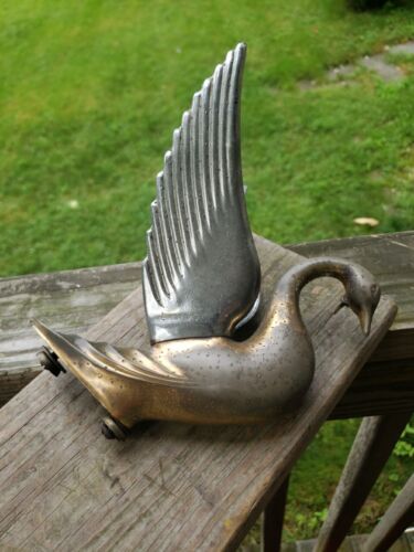 Vintage Swan Hood Ornament GOLD SILVER WINGS TRUCK- CAR- RAT ROD HOTROD HOT ROD - Picture 16 of 18