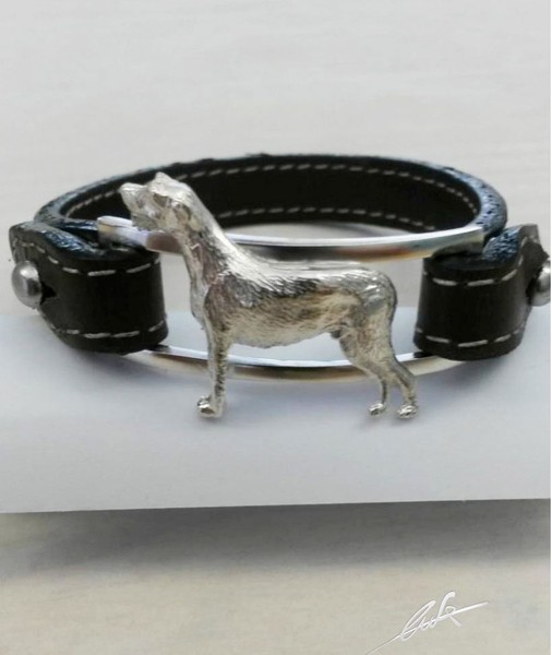 Armband Echtlederband Irish Levriere 3D Statisch Handziseliert Silber 925 Luce-image