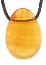 Gelber Fluorit Tropfenanhänger mit Baumwollband gebohrt | Edelstein Schmuck