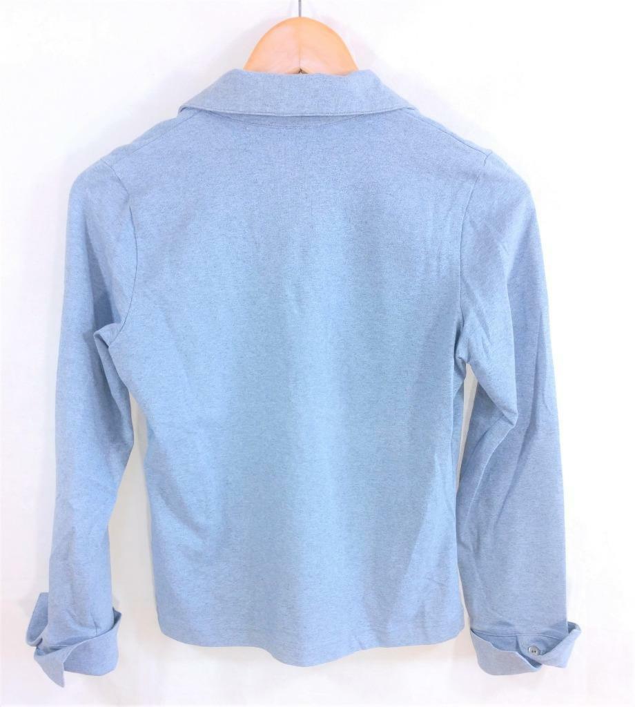 Women's ISDA & CO Stretch Cotton Knit SHIRT Size Small Heather Blue 3button eBay