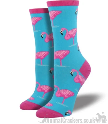 Chaussettes Flamingo Femme Socksmith One Size Turquoise Vert Mélange Coton - Photo 1/2