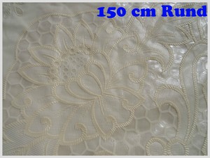 150 Cm O Rund Cream Beige Vinyl Tischdecke Schutzdecke Blumenmotiv Kuche Garten Ebay