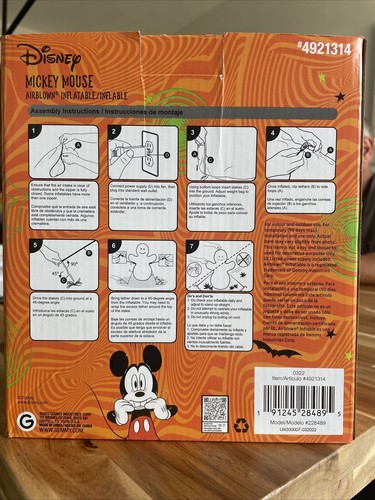 Esqueleto inflable de Mickey Mouse Gemmy Disney Halloween 2022 de 3,5 pies - Imagen 2 de 2