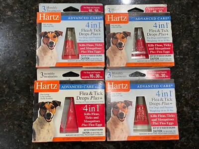 1 YEAR SUPPLY Hartz Advanced Care 4 in 1 Flea Tick Drops + 16-30 lbs Dog Puppy