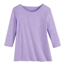 Denim & Co. Essentials Interlock Scoop Neck 3/4 Sleeve Top-Amethyst-XS A499574