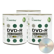 300 Smartbuy 16X DVD-R 4.7GB Silver Inkjet Printable Blank Recording Disc