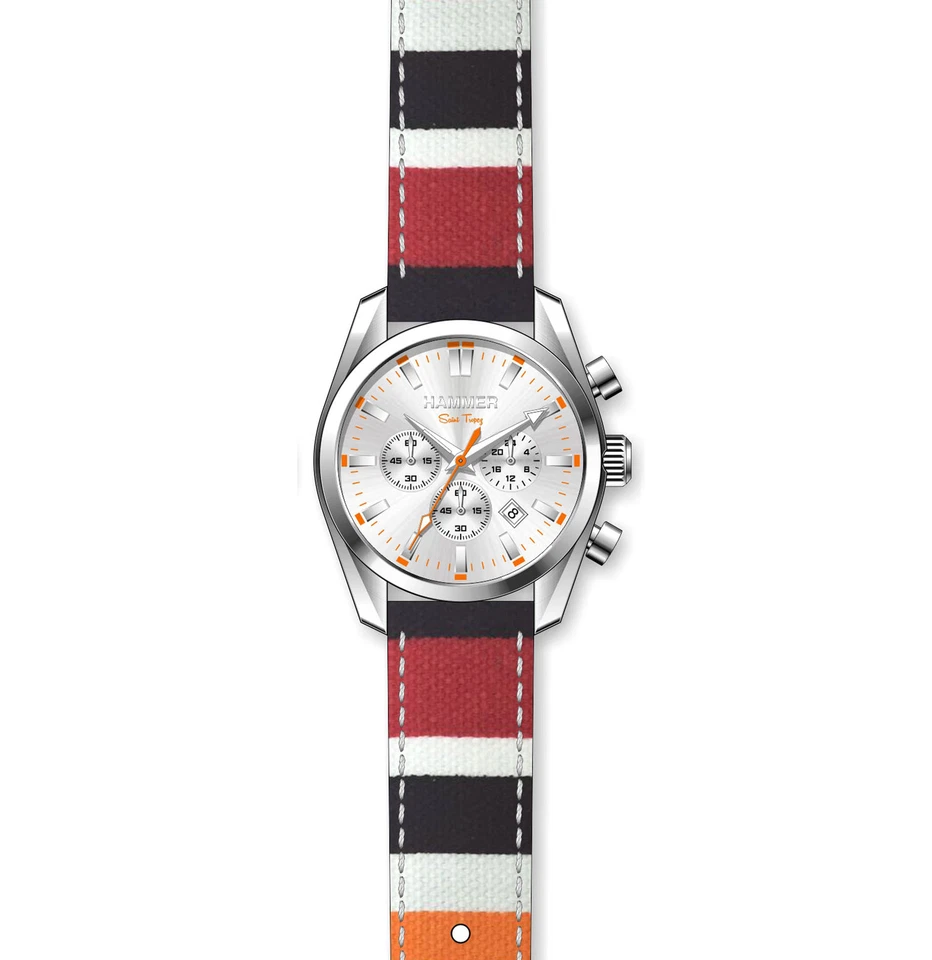 HAMMER SAINT TROPEZ H598 Chrono Genuine Leather Colorful Fabric Men's Watch - Image 2 of 4
