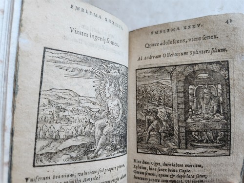 1596-1600 EMBLEMATA antique ILLUSTRATED w/ 270 WOODCUTS PLANTIN VELLUM BINDING - Picture 12 of 24