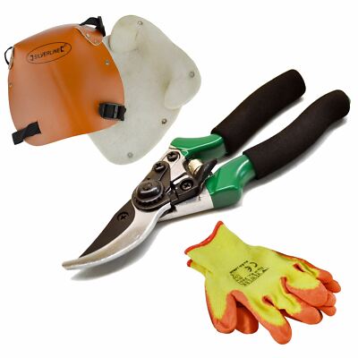 Gartenschere Schneideschere Set Leder Knie Knie Kniepolster Schutz Latex Handschuhe